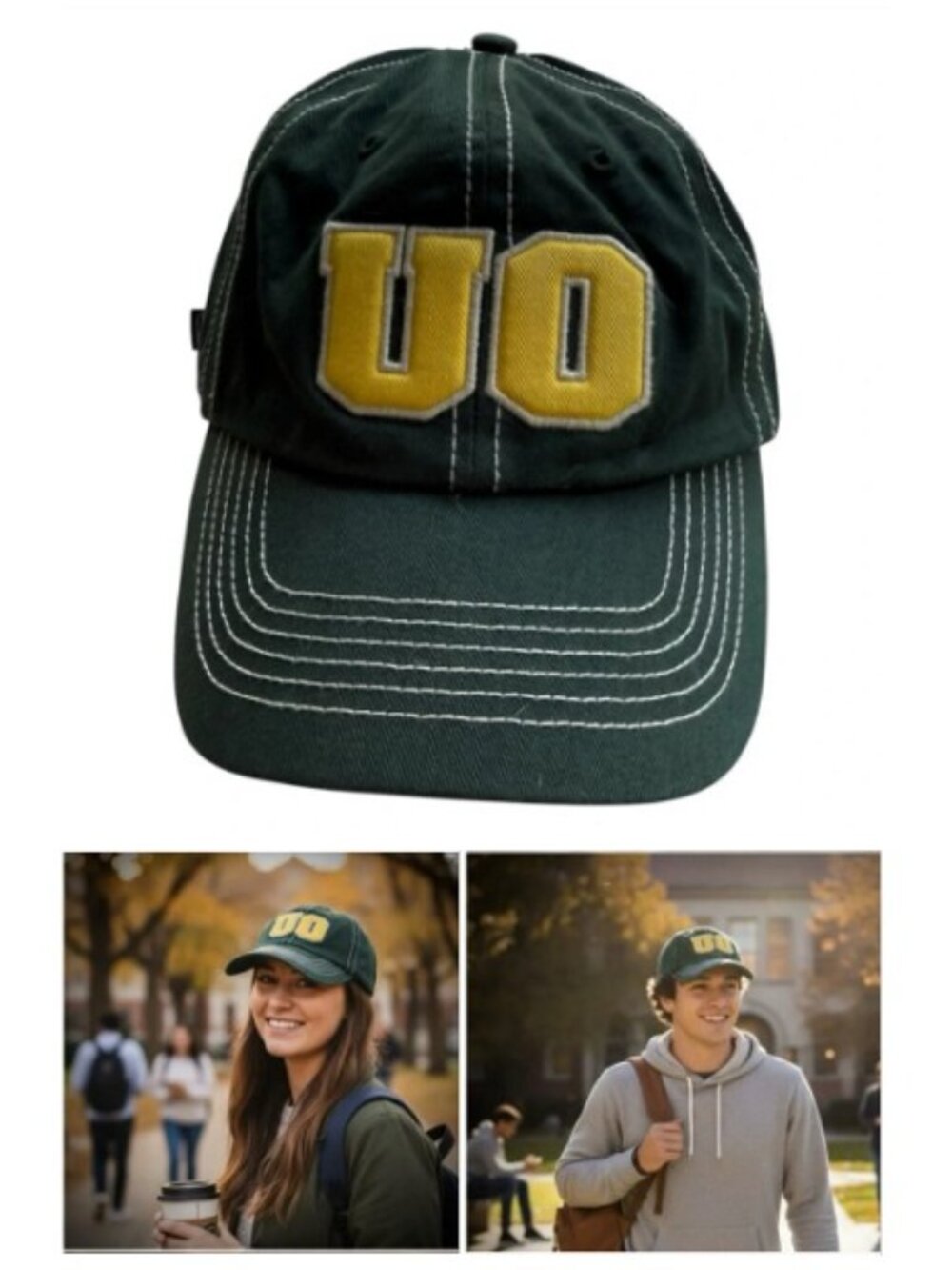Fan Favorite Oregon Ducks Hat Green Yellow UO Embroidered Adjustable Cap OS